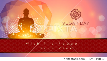 Abstract of Vesak Day. The Birthday, Enlightenment and Death of Lord Buddha that's one sign of Buddism. Buddhists around the world called The Meditation Day or Jayanti Day. Background and banner conce Abstract of Vesak Day. The Birthday, Enlightenment and Death of Lord Buddha that's one sign of Buddism. Buddhists around the world called The Meditation Day or Jayanti Day. Background and banner conce 124619032