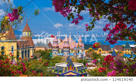 Beautiful landscape of Vinpearl Island with VinWonders Amusement Park with fantastic castles in Nha Trang in Vietnam Beautiful landscape of Vinpearl Island with VinWonders Amusement Park with fantastic castles in Nha Trang in Vietnam 124619140
