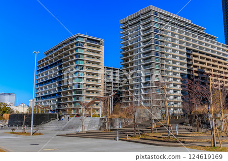 Harumi Pier Park in Harumi Pier, Chuo Ward, Tokyo Harumi Pier Park in Harumi Pier, Chuo Ward, Tokyo 124619169