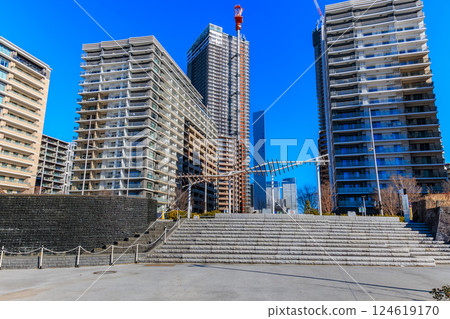 Harumi Pier Park in Harumi Pier, Chuo Ward, Tokyo Harumi Pier Park in Harumi Pier, Chuo Ward, Tokyo 124619170
