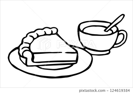 pie, tea, vector 124619384
