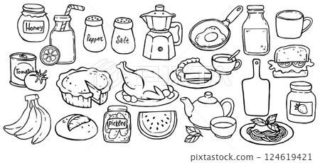 cooking, vector, hand drawn 124619421