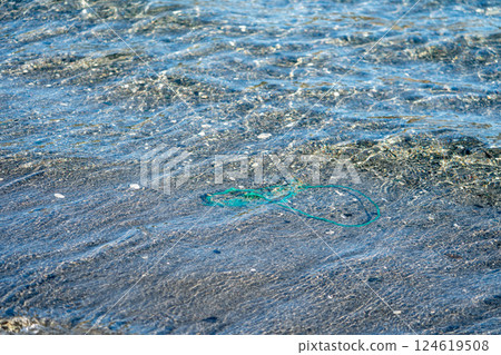 Plastic waste washed up on the shore in Ogasawara, Tokyo Plastic waste washed up on the shore in Ogasawara, Tokyo 124619508