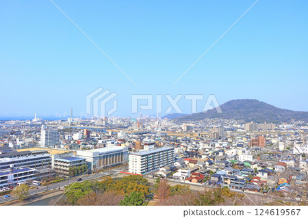 View of Marugame City from Marugame Castle, Marugame City, Kagawa Prefecture View of Marugame City from Marugame Castle, Marugame City, Kagawa Prefecture 124619567