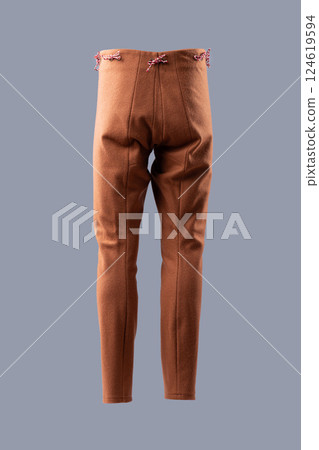 Warm Brown Medieval Wool Trousers with Front Opening. Comfortable and traditional legwear made from soft brown wool fabric. 124619594