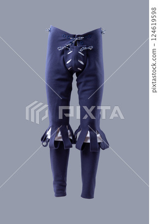 Dark Blue Medieval Wool Pants with Lacing Detail. Comfortable and durable legwear featuring a classic design with front lacing. 124619598