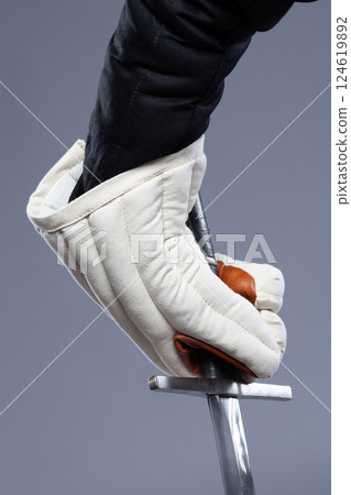 Simple Padded Gloves for Medieval Combat. Basic hand protection designed for use in historical martial arts and sword fighting. 124619892