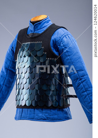 Byzantine Lamellar Armor. Scale armor with overlapping metal plates attached to a fabric base. 124620014