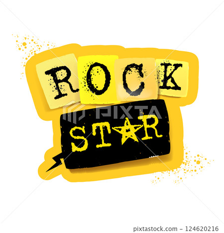 Rock star text vector print for t shirt isolated Retro paperrock star label png stickers for collage and t shirt print. Rockstar sign, symbol and icon Rock star text vector print for t shirt isolated Retro paperrock star label png stickers for collage and t shirt print. Rockstar sign, symbol and icon 124620216