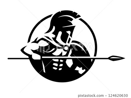 Spartan warrior in armor and with a spear. Spartan warrior in armor and with a spear. 124620630