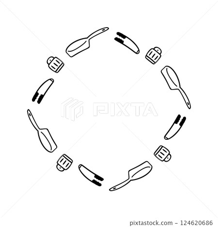 Simple hand-drawn cute kitchen tool frame Simple hand-drawn cute kitchen tool frame 124620686