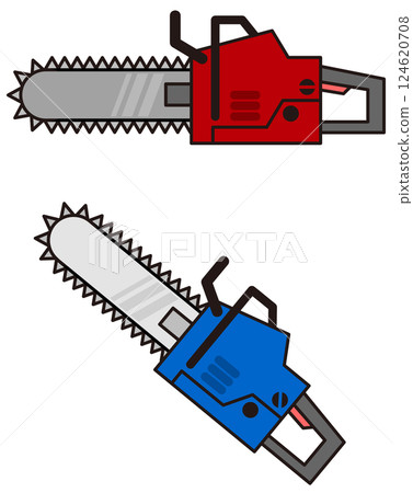 A chainsaw is a tool that cuts logs by rotating a chain-like blade. 124620708