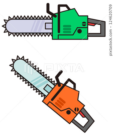 A chainsaw is a tool that cuts logs by rotating a chain-like blade. 124620709