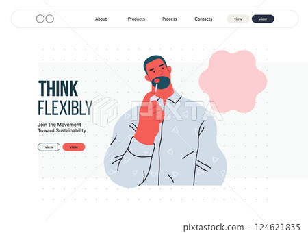 Thinking people, modern flat vector concept illustration- man standing thoughtfully, looking upwards, bubble near his head Metaphor for reflection, analysis, introspection, contemplation, deep thought Thinking people, modern flat vector concept illustration- man standing thoughtfully, looking upwards, bubble near his head Metaphor for reflection, analysis, introspection, contemplation, deep thought 124621835