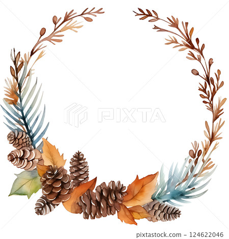 Watercolor painting Realistic Autumn natural leaves set botanical on white background. 124622046