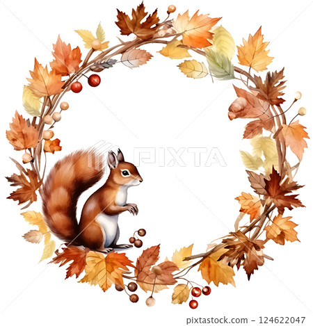 Watercolor painting Realistic Autumn natural leaves set botanical on white background. 124622047