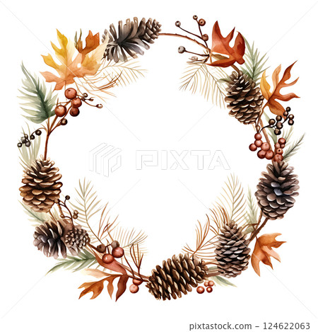 Watercolor painting Realistic Autumn natural leaves set botanical on white background. 124622063