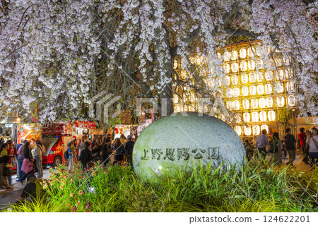 Ueno Park, weeping cherry blossoms in full bloom, Tokyo Ueno Park, weeping cherry blossoms in full bloom, Tokyo 124622201
