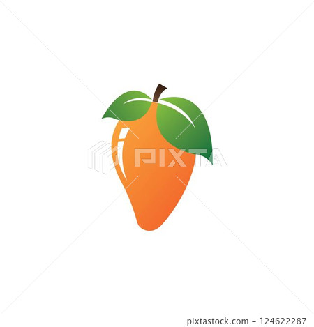 Mango in flat style. Mango vector logo Mango in flat style. Mango vector logo 124622287