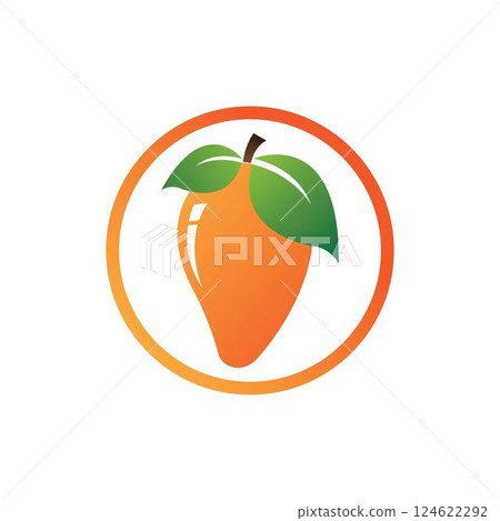 Mango in flat style. Mango vector logo 124622292