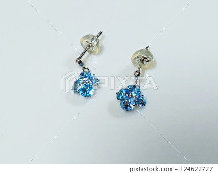 Stylish silver blue topaz earrings 124622727