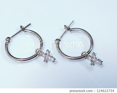 Platinum Diamond Hoop Earrings 124622734