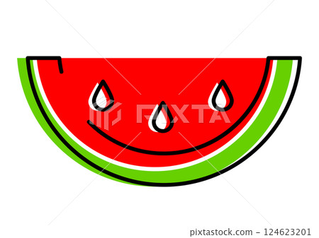 Watermelon slice. Illustration of summer ripe fruit. Stylized object. 124623201
