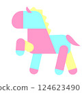 嬰兒顏色的彩色馬圖標 124623490