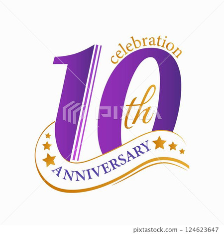 Logo 10 Years Anniversary Celebration Design Template. 124623647