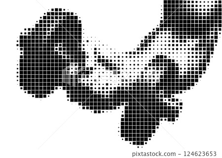 Pixelated Arm Lifting Dumbbell Silhouette 124623653