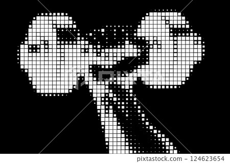 Pixel Grid Hand Holding Dumbbell Vector 124623654