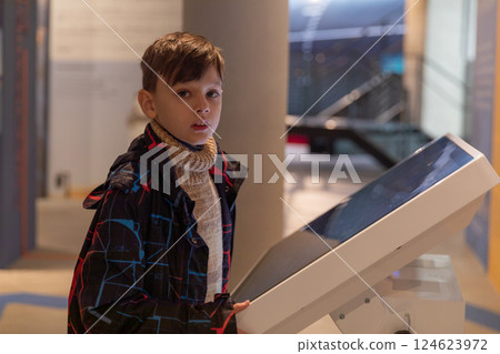 Boy Learning Touch Info Panel Boy Learning Touch Info Panel 124623972