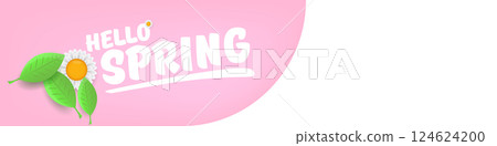 Hello spring pink and white horizontal banner with text and flowers. hello spring slogan or label isolated on pink background. Springtime banner, corner , sticker and header Hello spring pink and white horizontal banner with text and flowers. hello spring slogan or label isolated on pink background. Springtime banner, corner , sticker and header 124624200