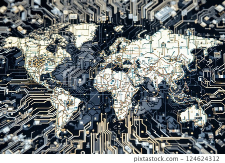 Map printed on a microchip.-插圖素材 [124624312] - PIXTA圖庫