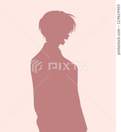 Silhouette of a man smiling happily 124624403
