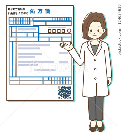 A female pharmacist explaining about electronic prescriptions 124624636