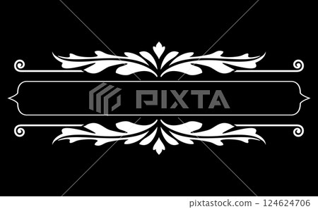 Vintage black and white element. Graphic vector design. Damask graphic ornament 124624706