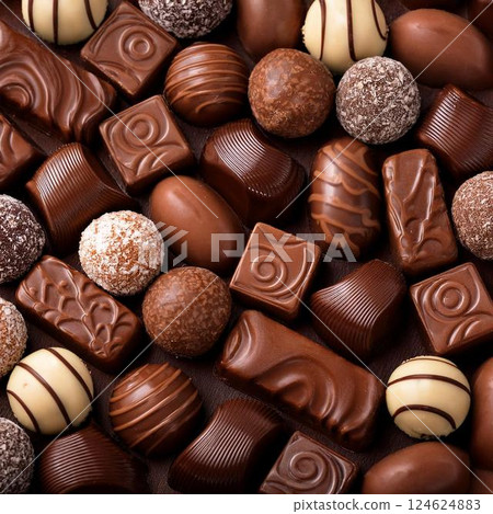 Background image of lots of chocolate 124624883