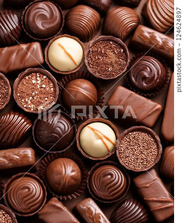 Background image of lots of chocolate 124624897