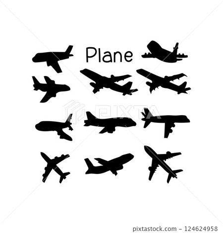 Silhouettes of airplanes free vector Silhouettes of airplanes free vector 124624958