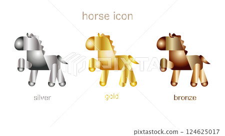 Gold, silver and bronze horse icons Gold, silver and bronze horse icons 124625017