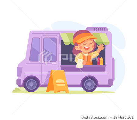 A Joyful Food Truck That Is Serving Up a Variety of Delicious Snacks to Everyone A Joyful Food Truck That Is Serving Up a Variety of Delicious Snacks to Everyone 124625161