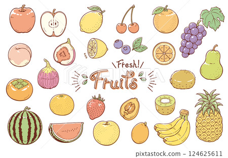 Simple fruit illustration set 124625611