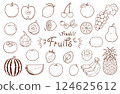 Simple fruit illustration set (line drawing) 124625612