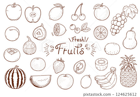 簡單的水果插圖集(線條描) 簡單的水果插圖集(線條描) 124625612