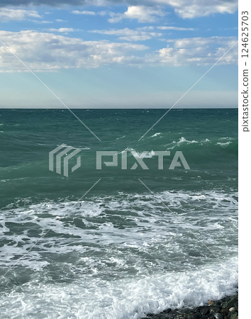 Black Sea in autumn in Sochi 124625703