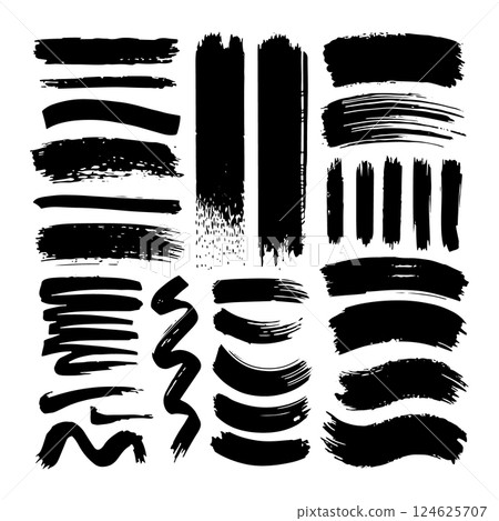 A set of expressive ink brush strokes and abstract patterns, great for creative backgrounds, grunge design, and artistic branding. A set of expressive ink brush strokes and abstract patterns, great for creative backgrounds, grunge design, and artistic branding. 124625707