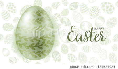 Happy Easter eggs, hand drawn illustration	 124625923