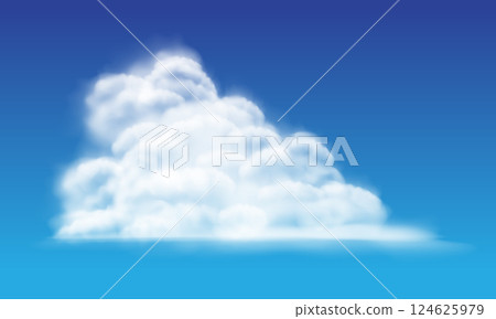 Vector of realistic big white cloud on blue sky background 124625979