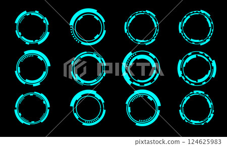 Set of sci fi blue circle user interface elements technology futuristic design modern creative on black background vector 124625983